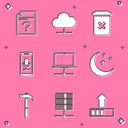 set unknown document network cloud connection vector image
