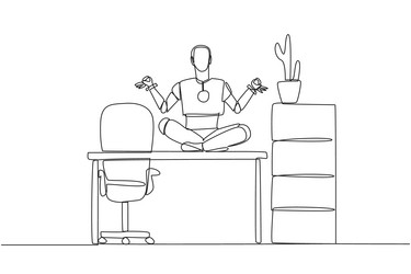 single continuous line drawing smart robot vector image