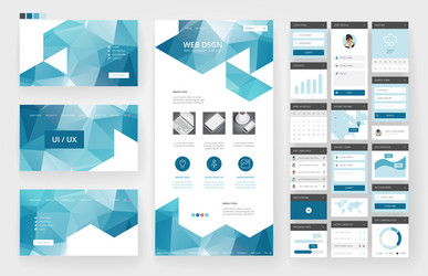 website design template and interface elements vector image