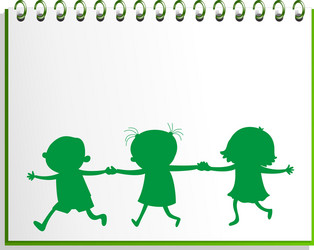 A notebook with drawing of three kids vector