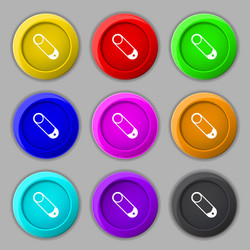 Pushpin icon sign symbol on nine round colourful vector