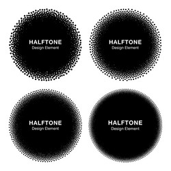 set of abstract halftone dots circles vector image