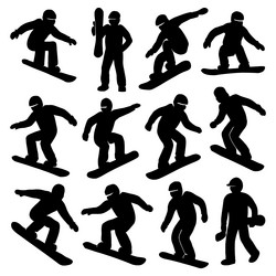 snowboarder silhouettes collection Vector Image
