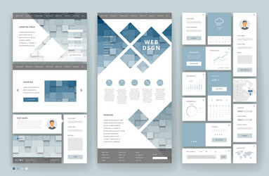 Website template design with interface elements vector