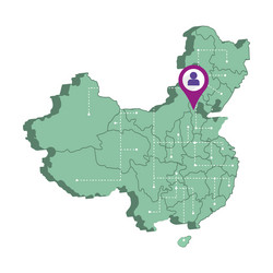 Isolated 3d render map of china with a pin vector