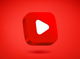 red play button on background 3d vector