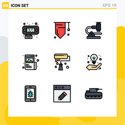 Set 9 modern ui icons symbols signs for paint vector