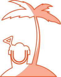 tree palm beach with sand bucket vector image
