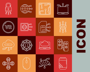set line voice assistant gamepad processor vector image