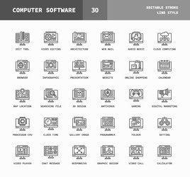 software computer line icons vector image