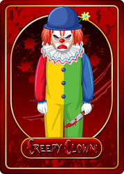 creepy clown character game card template vector image