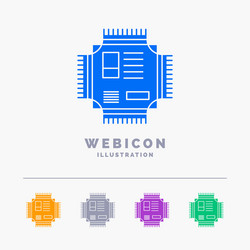 chip cpu microchip processor technology 5 color vector image