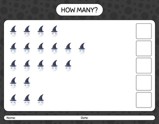 how many counting game with skull worksheet vector image