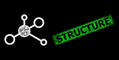 rubber structure badge and network central hub web vector image