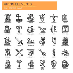 viking elements thin line and pixel perfect icons vector