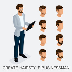 isometric businessmen set head vector