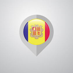 map navigation pointer with andorra flag design vector image