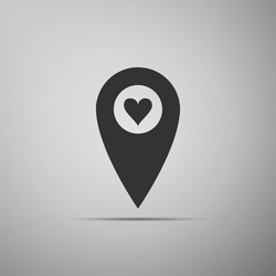 map pointer with heart icon isolated on grey vector image