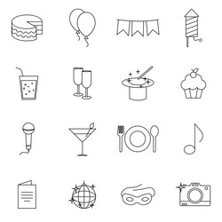 Simple set of party related line icons contains vector