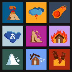 flat disaster damage icons vector