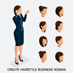 isometric businessmen set head vector