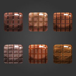 set of shiny chocolate square button vector image