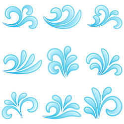 Water waves design elements set Royalty Free Vector Image