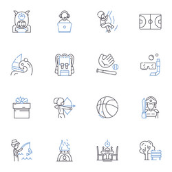 athletics line icons collection running jumping vector