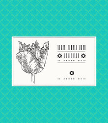 card with tulip on ornamental pattern vector image