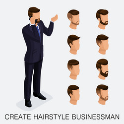 Isometric businessmen set head vector