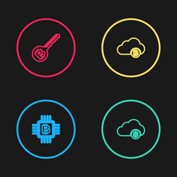 set line cpu mining farm cryptocurrency cloud vector image
