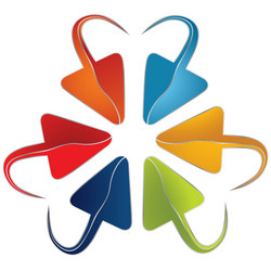 set of colorful arrows with a rounded end vector image