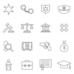 Simple set of law and justice related line icons vector