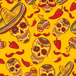 Cinco de Mayo Skull Pattern Vector Image