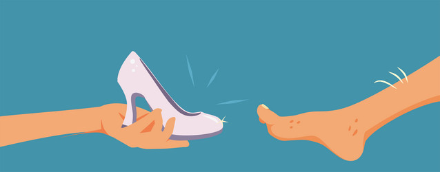 Hairy legged princess receiving a glass slipper vector