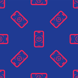 red 3d modeling icon isolated seamless pattern vector image