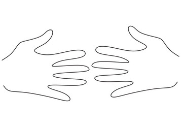 Continuous line drawing of two hands barely vector