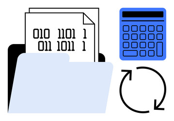 digital file management with binary code vector image