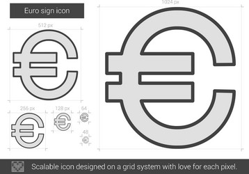 euro sign line icon vector