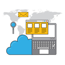 online security flat line icons vector image