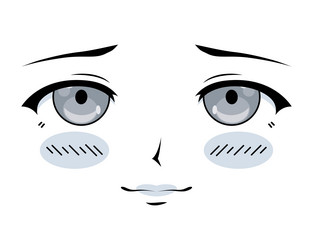 Sad anime girl face vector