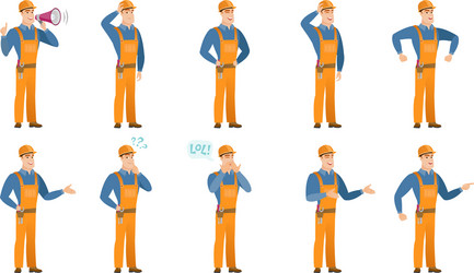 Set of builder characters vector