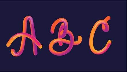 3d gradient lettering font set with letter - a b vector