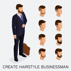 isometric businessmen set head vector