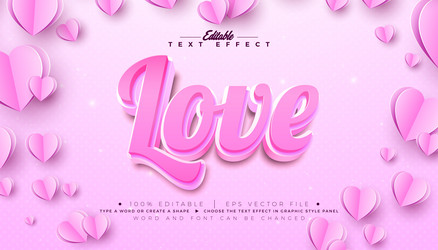 love 3d text effect design editable and scalable vector image
