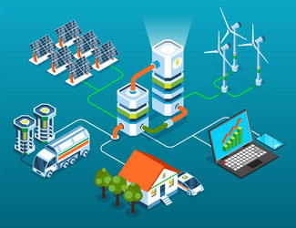 smart industry flowchart in isometric view vector image