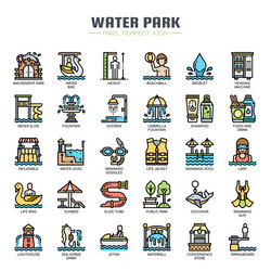 Water park thin line and pixel perfect icons vector