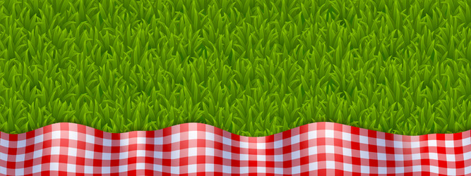 banner with gingham tablecloth top view design vector