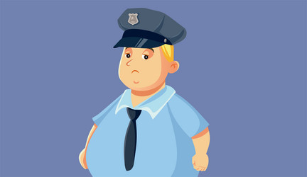 overweight policeman wearing his uniform cartoon vector