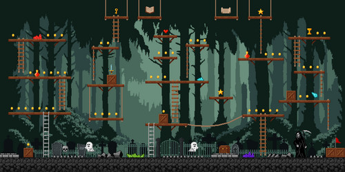 night forest and cemetery arcade game level map vector